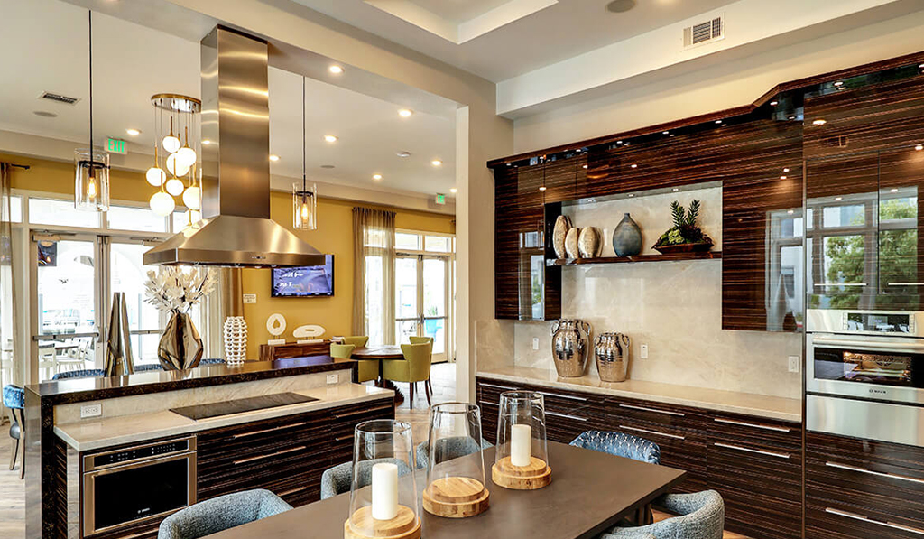 gourmet demo kitchen at Dylan Point Loma Apartments in San Diego 