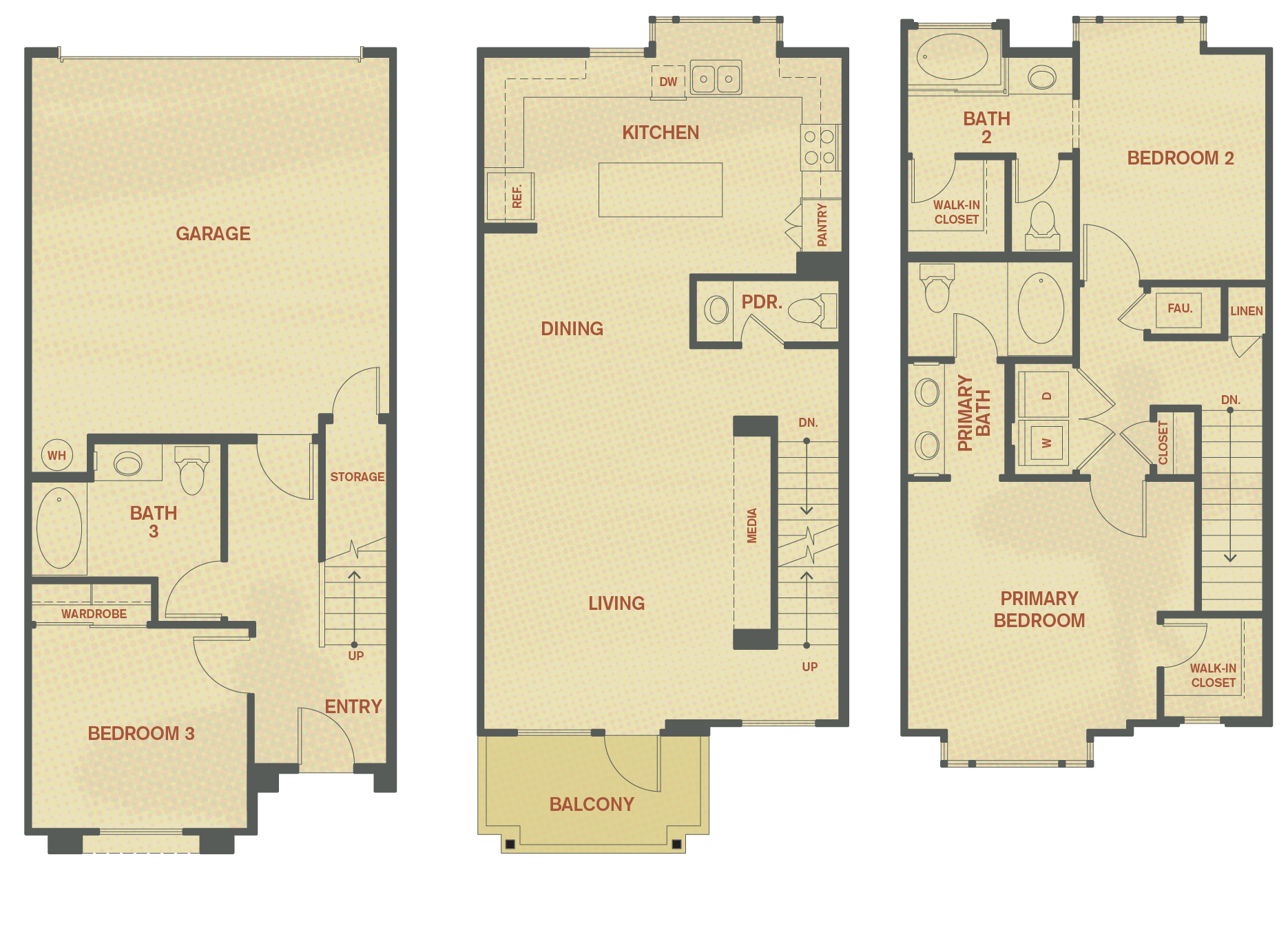 Plan D - 3 Bedroom , 3.5 Bath Floor Plan