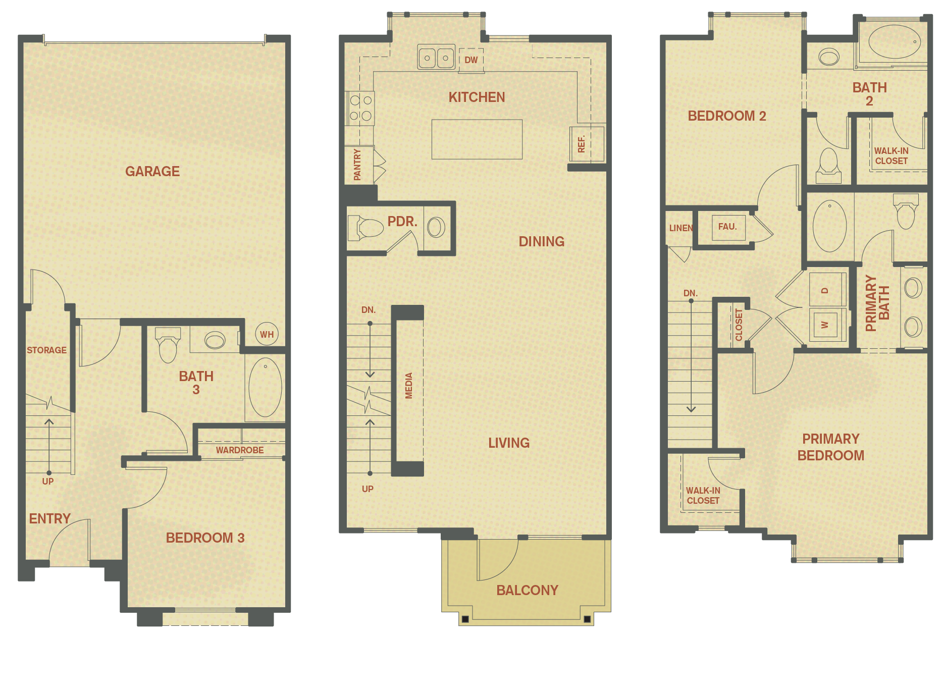 Plan D - 3 Bedroom , 3.5 Bath Floor Plan